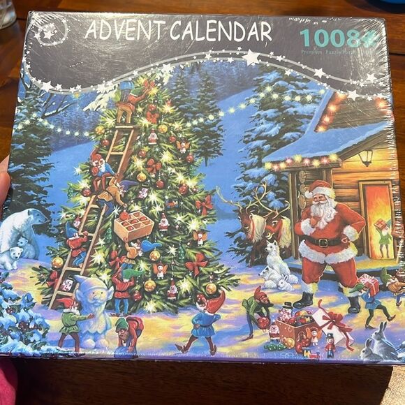 Advent Calendar 1008 Piece Jigsaw Puzzle Christmas Santa with Elves - Picture 1 of 3